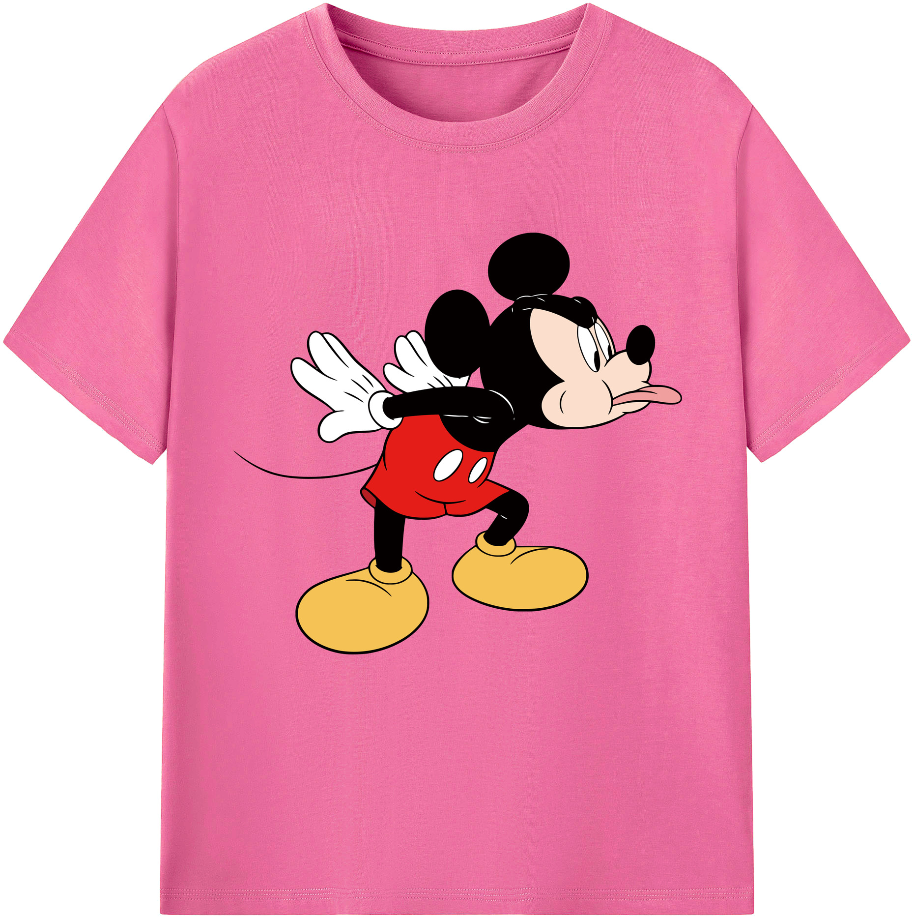 （画像用） ミッキーマウス Mickey Mouse レディースカジュアルプリントTシャツ（綿100％）